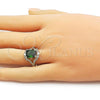 Oro Laminado Multi Stone Ring, Gold Filled Style Cluster Design, with Green and White Cubic Zirconia, Polished, Golden Finish, 01.196.0038