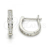 Sterling Silver Huggie Hoop, with White Cubic Zirconia, Polished, Rhodium Finish, 02.286.0012.15