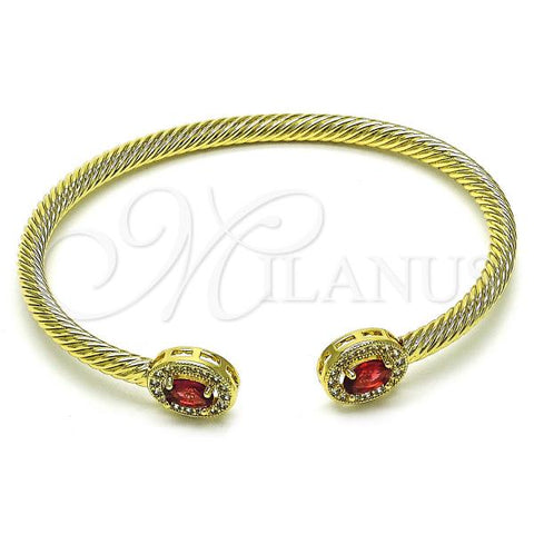 Oro Laminado Individual Bangle, Gold Filled Style with Ruby Cubic Zirconia and White Micro Pave, Polished, Golden Finish, 07.342.0002