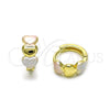 Oro Laminado Huggie Hoop, Gold Filled Style Heart Design, Polished, Tricolor, 02.213.0608.12