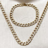 Stainless Steel Necklace and Bracelet, Curb Design, Golden Finish, 06.256.0008
