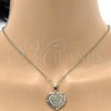 Oro Laminado Fancy Pendant, Gold Filled Style Heart Design, Diamond Cutting Finish, Golden Finish, 5.179.025