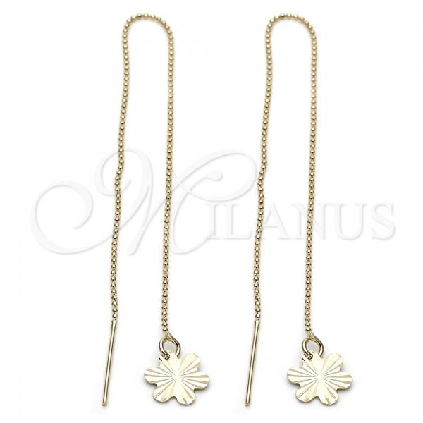 Oro Laminado Threader Earring, Gold Filled Style Flower Design, Golden Finish, 5.115.001