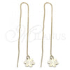 Oro Laminado Threader Earring, Gold Filled Style Flower Design, Golden Finish, 5.115.001
