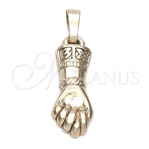 Oro Laminado Religious Pendant, Gold Filled Style Hand of God Design, Diamond Cutting Finish, Golden Finish, 5.182.018