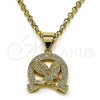 Oro Laminado Fancy Pendant, Gold Filled Style Eagle Design, with White Micro Pave, Polished, Golden Finish, 05.342.0101