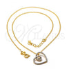 Oro Laminado Pendant Necklace, Gold Filled Style Heart Design, Matte Finish, Two Tone, 04.09.0048.18