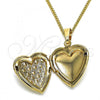 Oro Laminado Pendant Necklace, Gold Filled Style Heart Design, Polished, Golden Finish, 04.117.0008.20