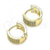 Oro Laminado Huggie Hoop, Gold Filled Style with White Micro Pave, Polished, Golden Finish, 02.210.0577.12