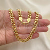 Oro Laminado Basic Necklace, Gold Filled Style Miami Cuban Design, Polished, Golden Finish, 5.223.011.28