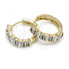 Oro Laminado Huggie Hoop, Gold Filled Style with White Cubic Zirconia, Polished, Two Tone, 02.210.0054.4.20