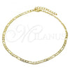 Oro Laminado Basic Anklet, Gold Filled Style Figaro Design, Polished, Golden Finish, 04.213.0110.10