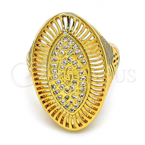 Oro Laminado Multi Stone Ring, Gold Filled Style with White Micro Pave, Polished, Golden Finish, 01.118.0032.07 (Size 7)