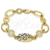 Oro Laminado Fancy Bracelet, Gold Filled Style with White Crystal, Polished, Two Tone, 03.59.0065.1.08