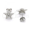 Sterling Silver Stud Earring, Star and Flower Design, with White Cubic Zirconia, Polished,, 02.285.0075