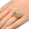 Oro Laminado Multi Stone Ring, Gold Filled Style with White Crystal, Polished, Golden Finish, 01.241.0022.09 (Size 9)