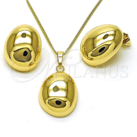 Oro Laminado Earring and Pendant Adult Set, Gold Filled Style Polished, Golden Finish, 10.163.0030.1