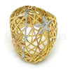 Oro Laminado Elegant Ring, Gold Filled Style Flower Design, Polished, Tricolor, 01.100.0012.07 (Size 7)