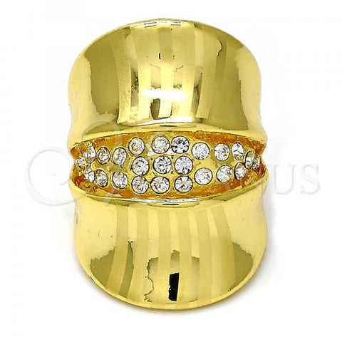 Oro Laminado Multi Stone Ring, Gold Filled Style with White Crystal, Polished, Golden Finish, 01.241.0043.08 (Size 8)