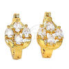 Oro Laminado Small Hoop, Gold Filled Style Teardrop Design, with White Cubic Zirconia, Polished, Golden Finish, 02.196.0001.15