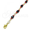 Oro Laminado Fancy Anklet, Gold Filled Style with Black Crystal, Polished, Golden Finish, 5.039.007.10