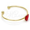 Oro Laminado Individual Bangle, Gold Filled Style Heart Design, with Light Siam Swarovski Crystals, Polished, Golden Finish, 07.239.0013.1 (02 MM Thickness, One size fits all)