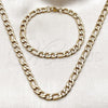 Stainless Steel Necklace and Bracelet, Figaro Design, Golden Finish, 06.256.0010