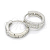 Sterling Silver Huggie Hoop, with White Micro Pave, Polished, Rhodium Finish, 02.175.0142.15