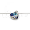 Rhodium Plated Pendant Necklace, Heart Design, with Bermuda Blue Swarovski Crystals and White Micro Pave, Polished, Rhodium Finish, 04.239.0001.16
