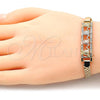 Oro Laminado Fancy Bracelet, Gold Filled Style Turtle Design, with White Crystal, Polished, Tricolor, 03.380.0027.08