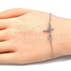 Sterling Silver Fancy Bracelet, Heart Design, with White Cubic Zirconia, Polished, Rhodium Finish, 03.336.0045.07