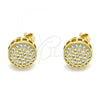 Oro Laminado Stud Earring, Gold Filled Style with White Micro Pave, Polished, Golden Finish, 02.344.0089