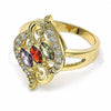 Oro Laminado Multi Stone Ring, Gold Filled Style with Multicolor Cubic Zirconia, Polished, Golden Finish, 01.283.0011.1.08 (Size 8)