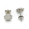 Sterling Silver Stud Earring, Umbrella Design, with White Micro Pave, Polished, Rhodium Finish, 02.174.0069