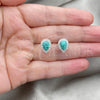 Sterling Silver Stud Earring, with White Cubic Zirconia and Turquoise Pearl, Polished, Silver Finish, 02.399.0038