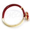 Oro Laminado Individual Bangle, Gold Filled Style Elephant Design, with White Crystal, Red Enamel Finish, Golden Finish, 07.179.0001.2 (06 MM Thickness, One size fits all)