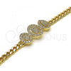 Oro Laminado Fancy Bracelet, Gold Filled Style with White Micro Pave, Polished, Golden Finish, 03.283.0224.08