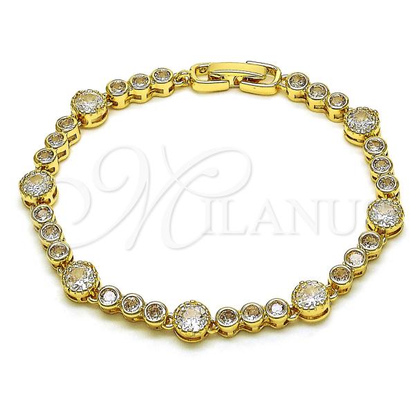 Oro Laminado Fancy Bracelet, Gold Filled Style with White Cubic Zirconia, Polished, Golden Finish, 03.283.0308.07
