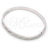 Rhodium Plated Individual Bangle, with White Crystal, Polished, Rhodium Finish, 07.161.0002.1.04 (05 MM Thickness, Size 5 - 2.50 Diameter)