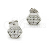 Sterling Silver Stud Earring, with White Cubic Zirconia, Polished, Rhodium Finish, 02.285.0031