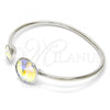Rhodium Plated Individual Bangle, with Aurore Boreale Swarovski Crystals, Polished, Rhodium Finish, 07.239.0003.4 (03 MM Thickness, One size fits all)