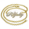 Oro Laminado Pendant Necklace, Gold Filled Style Nameplate Design, Polished, Tricolor, 04.63.1388.1.18