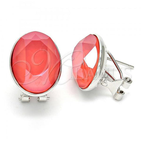 Rhodium Plated Stud Earring, with Padparadscha Swarovski Crystals, Polished, Rhodium Finish, 02.239.0015.2
