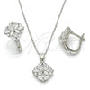 Sterling Silver Earring and Pendant Adult Set, with White Cubic Zirconia, Polished, Rhodium Finish, 10.175.0041