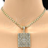 Oro Laminado Religious Pendant, Gold Filled Style Cross Design, with White Cubic Zirconia, Polished, Golden Finish, 05.185.0016