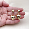 Oro Laminado Stud Earring, Gold Filled Style Heart and Ball Design, Polished, Golden Finish, 02.156.0695