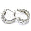 Rhodium Plated Small Hoop, with White Cubic Zirconia, Polished, Rhodium Finish, 02.210.0295.6.15