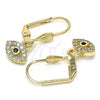 Oro Laminado Dangle Earring, Gold Filled Style with White and Black Micro Pave, Polished, Golden Finish, 02.210.0343