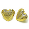 Oro Laminado Stud Earring, Gold Filled Style Heart and Hollow Design, Polished, Golden Finish, 02.411.0036