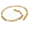Oro Laminado Basic Bracelet, Gold Filled Style Figaro Design, Diamond Cutting Finish, Golden Finish, 5.222.031.07